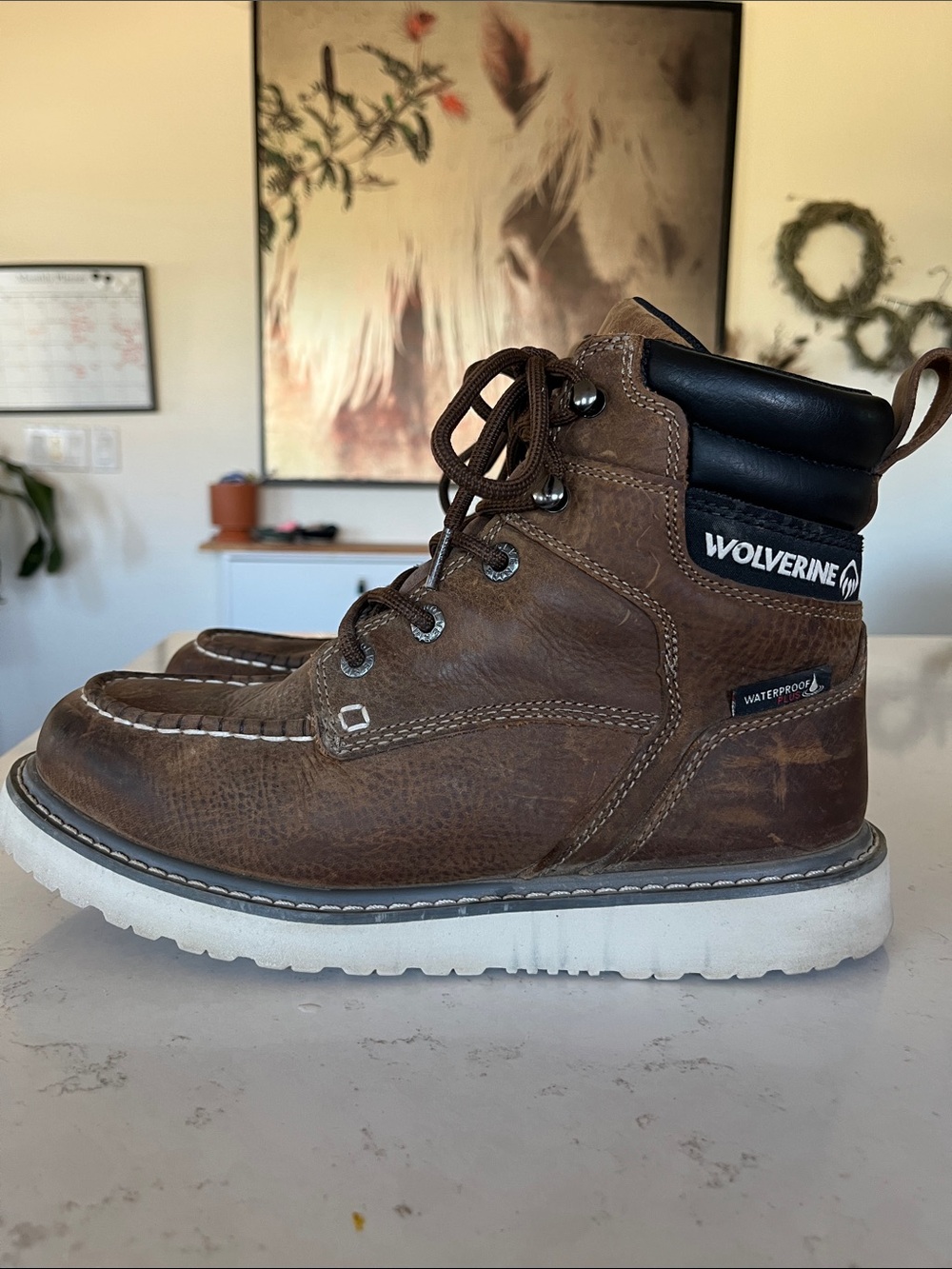Wolverine Brown and Black Moc Toe Work Boot